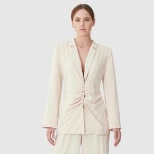 Keepsake The Label Size XS 0 2 Farrah Blazer Ruched Oatmeal Cream